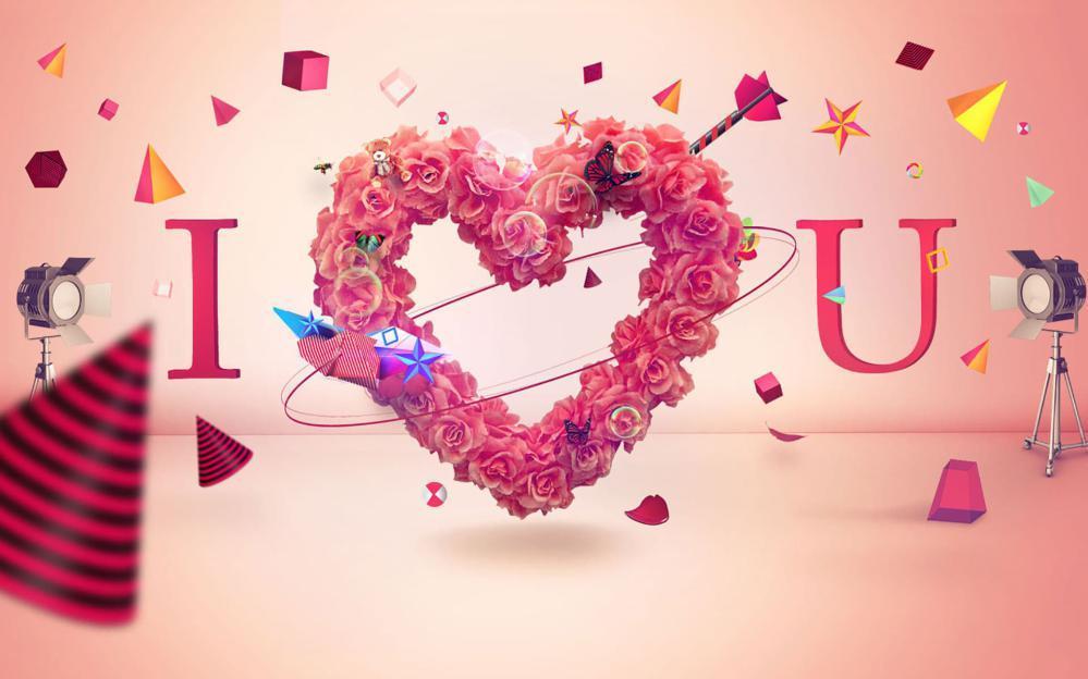 Ảnh chữ I Love you vòng hoa trái tim