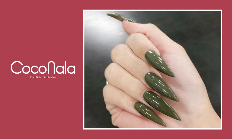 Mẫu nail màu xanh rêu