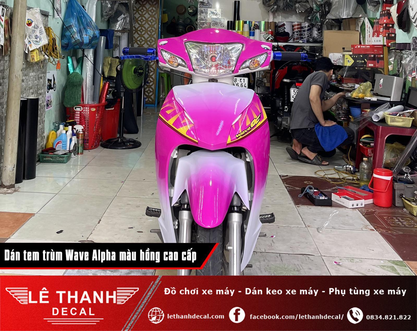 Dán tem trùm hồng Honda Wave Alpha 110cc