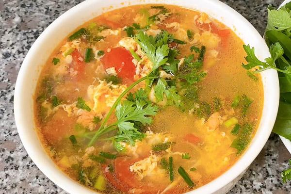 cách nấu canh trứng cà chua